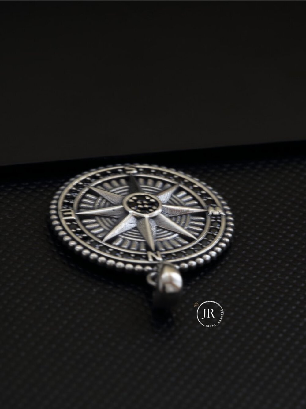 Compass Rose Pendant • .925 Sterling Silver • Oxidized Antique Nautical Charm - Picture 3 of 9